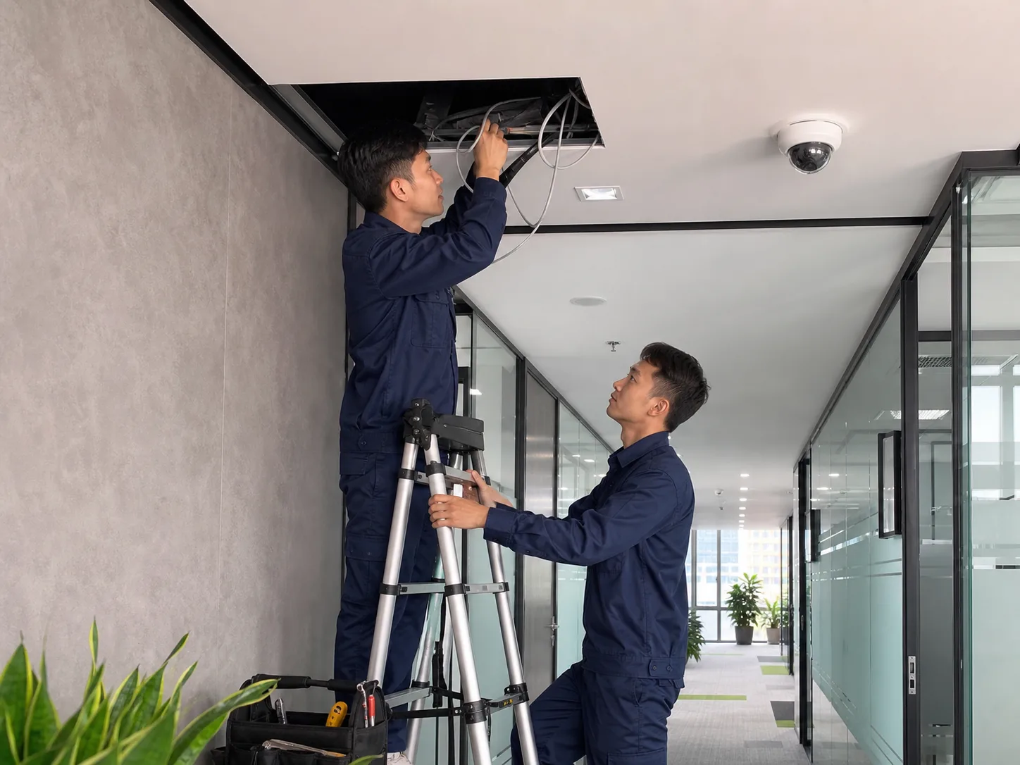 Thi công camera và cáp mạng tại văn phòng